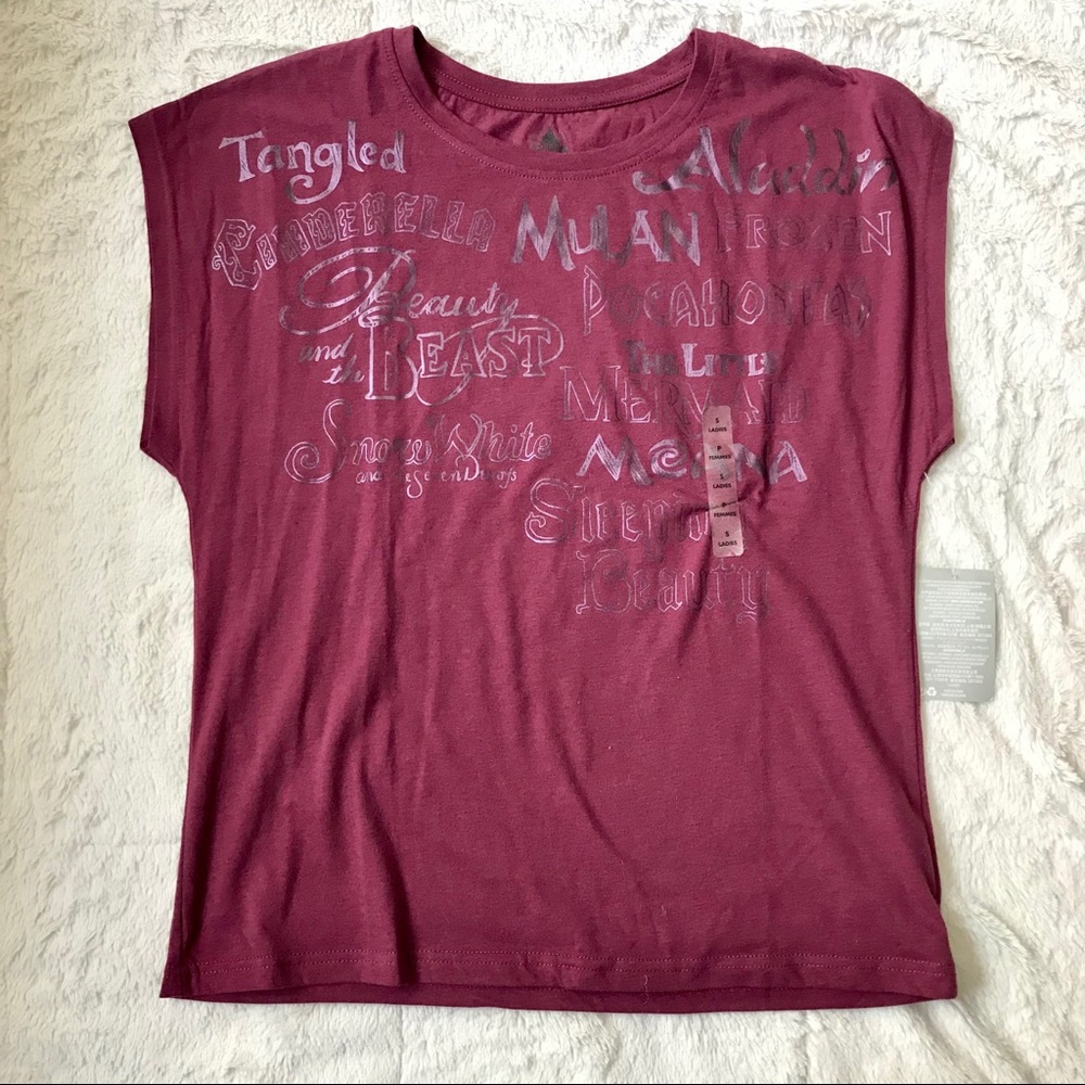 DISNEY Maroon Movie Name Short Sleeve T-Shirt